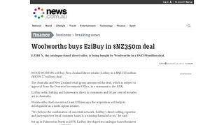 
                            9. Woolworths buys EziBuy in $NZ350m deal - news.com.au