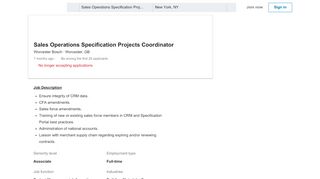 
                            7. Worcester Bosch hiring Sales Operations Specification Projects ...