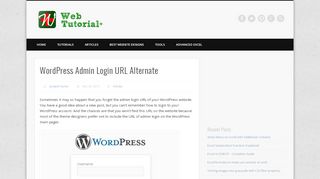 
                            5. WordPress Admin Login URL Alternate – Web Tutorial Plus