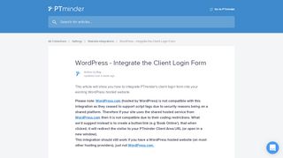 
                            2. WordPress - Integrate the Client Login Form | PTminder ...