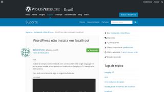 
                            5. WordPress não instala em localhost | WordPress.org