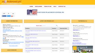 
                            1. Work Abroad - EAST WEST PLACEMENT CENTER, INC - POEA ...