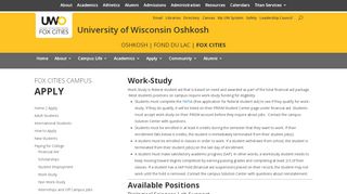 
                            3. Work Study - University of Wisconsin Oshkosh University of ...