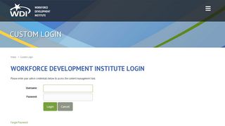 
                            3. Workforce Development Institute > Custom Login