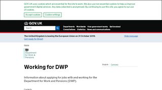 
                            3. Working for DWP - Department for Work and Pensions - …