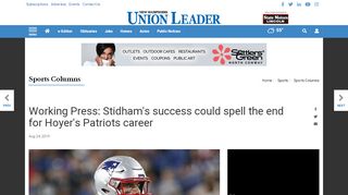 
                            9. Working Press: Stidham's success could spell the end for Hoyer's ...