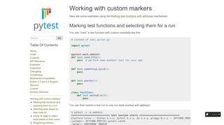 
                            7. Working with custom markers — pytest documentation