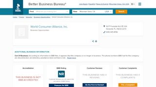 
                            4. World Consumer Alliance, Inc. | Better Business Bureau® Profile