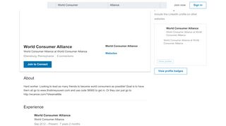 
                            8. World Consumer Alliance - LinkedIn