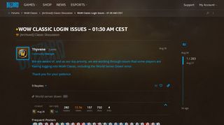 
                            1. WoW Classic Login Issues – 01:30 AM CEST - Classic …