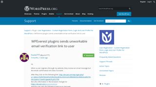 
                            1. WPEverest plugins sends unworkable email verification link to user ...