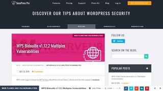 
                            9. WPS Bidouille v1.12.2 Multiples Vulnerabilities - SecuPress