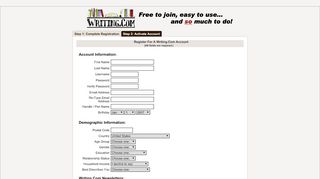 
                            6. Writing.Com Registration - Writing.Com