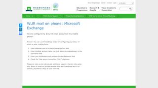 
                            4. WUR mail on phone: Microsoft Exchange - WUR