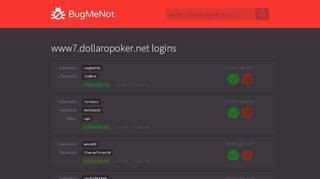 
                            7. www7.dollaropoker.net passwords - BugMeNot