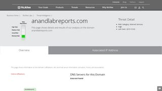 
                            10. www.anandlabreports.com - Domain - McAfee …