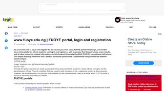 
                            6. www.fuoye.edu.ng Fuoye portal, login and registration - Legit.ng