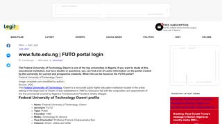 
                            9. www.futo.edu.ng | FUTO portal login ▷ Legit.ng