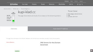 
                            1. www.kupi-klad.cc - Domain - McAfee Labs Threat Center