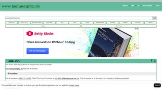 
                            8. Www.lautundspitz.de has one IP number. The IP number is ...