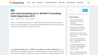 
                            2. www.nchmcounselling.nic.in- NCHMCT Counselling Online ...