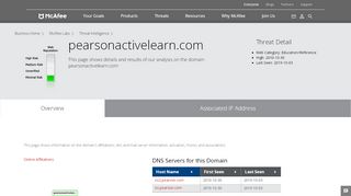 
                            5. www.pearsonactivelearn.com - Domain - McAfee …