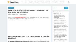 
                            3. {www.prsu.ac.in} PRSU Online Exam Form 2019 – BA BSc BCom ...