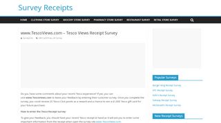 
                            8. www.TescoViews.com – Tesco Views Receipt Survey