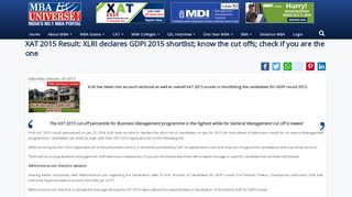 
                            7. XAT 2015 Result: XLRI declares GDPI 2015 shortlist; know ...
