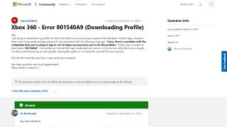 
                            6. Xbox 360 - Error 801540A9 (Downloading Profile ...