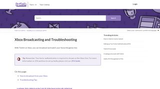 
                            2. Xbox Broadcasting and Troubleshooting - Twitch help