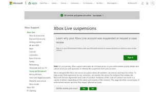 
                            2. Xbox Live Suspensions - Xbox Support
