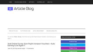 
                            9. Xcel Online Survey: Earn Paytm Amazon Vouchers + Auto ...