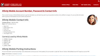 
                            8. Xfinity Mobile Account Number, Password & Contact Info