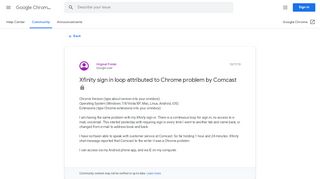 
                            3. Xfinity sign in loop attributed to Chrome problem by Comcast ...