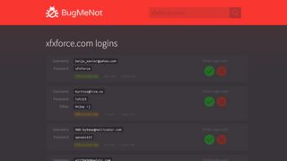 
                            8. xfxforce.com passwords - BugMeNot