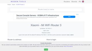 
                            10. Xiaomi Mi WiFi Router 3 Default Router Login and Password