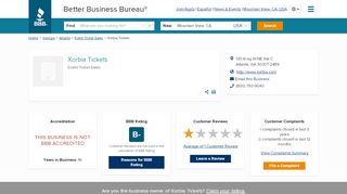 
                            9. Xorbia Tickets | Better Business Bureau® Profile