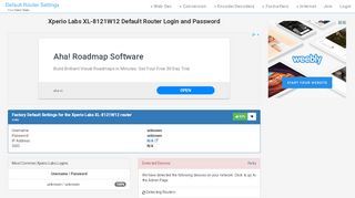 
                            11. Xperio Labs XL-8121W12 Default Router Login …