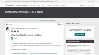 
                            5. xRM Portals Community Edition - Microsoft Dynamics CRM Forum ...