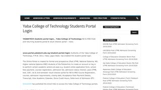 
                            4. Yaba College of Technology Students Portal Login - Eduloaded