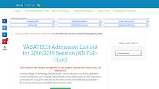
                            8. YABATECH Admission List out for 2018/2019 Session [ND ...