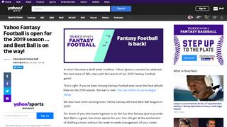 
                            4. Yahoo Fantasy Football is open: Sign up and play