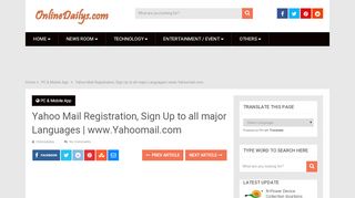 
                            4. Yahoo Mail Registration, Sign Up to all major Languages ...