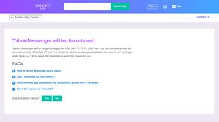 
                            4. Yahoo Messenger will be discontinued | Account Help ...