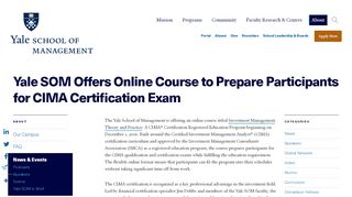 
                            8. Yale SOM Offers Online Course to Prepare Participants for CIMA ...