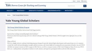 
                            9. Yale Young Global Scholars | Poorvu Center for Teaching ...
