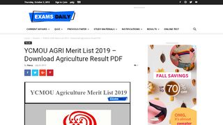 
                            6. YCMOU AGRI Merit List 2019 - Download Agriculture Result ...