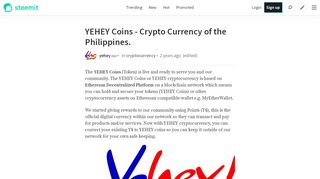 
                            11. YEHEY Coins - Crypto Currency of the Philippines. — Steemit