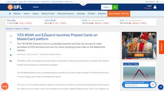 
                            6. YES BANK and EZspend launches Prepaid Cards on MasterCard ...